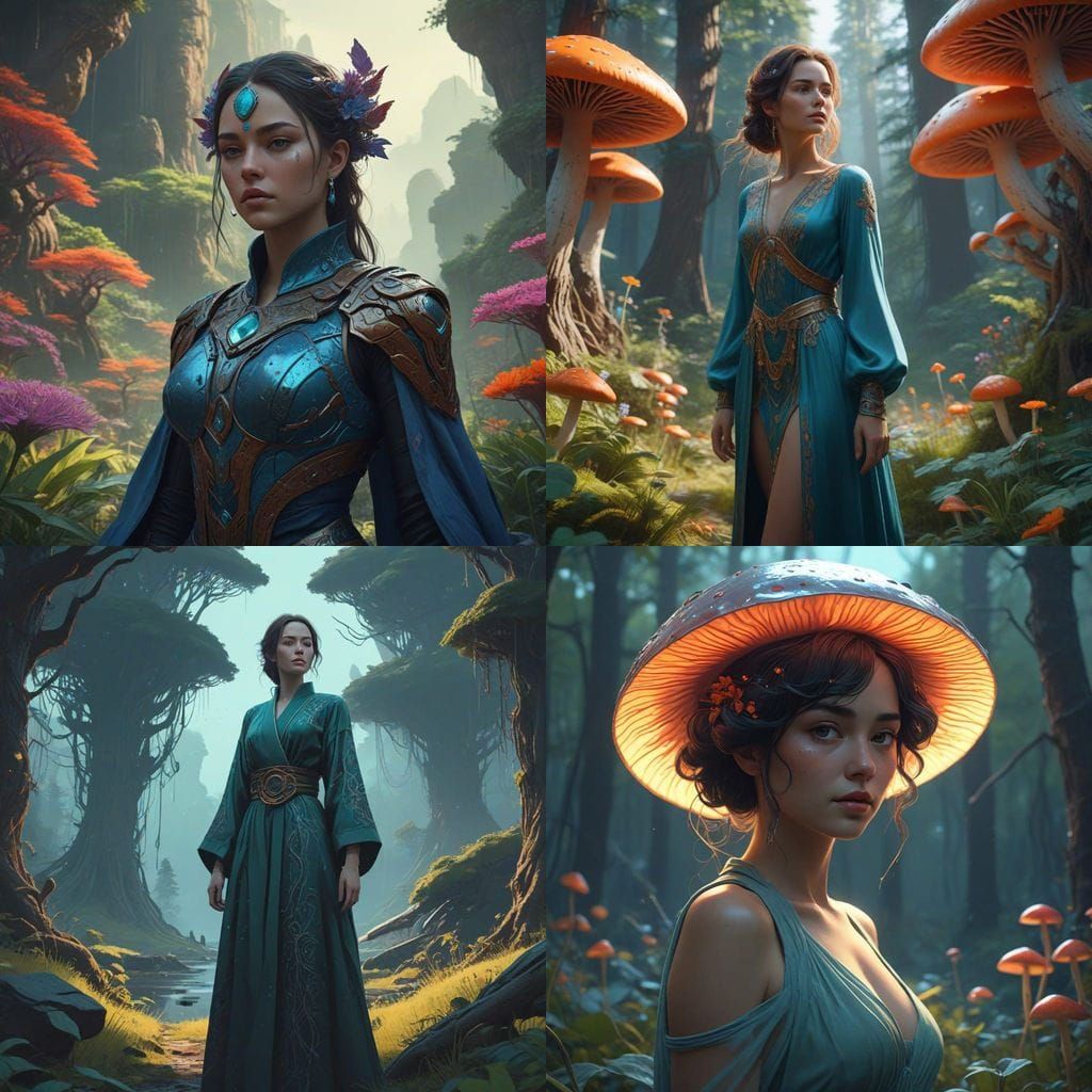 Fantastical Wonderland Scene in Deep, Vivid Colors