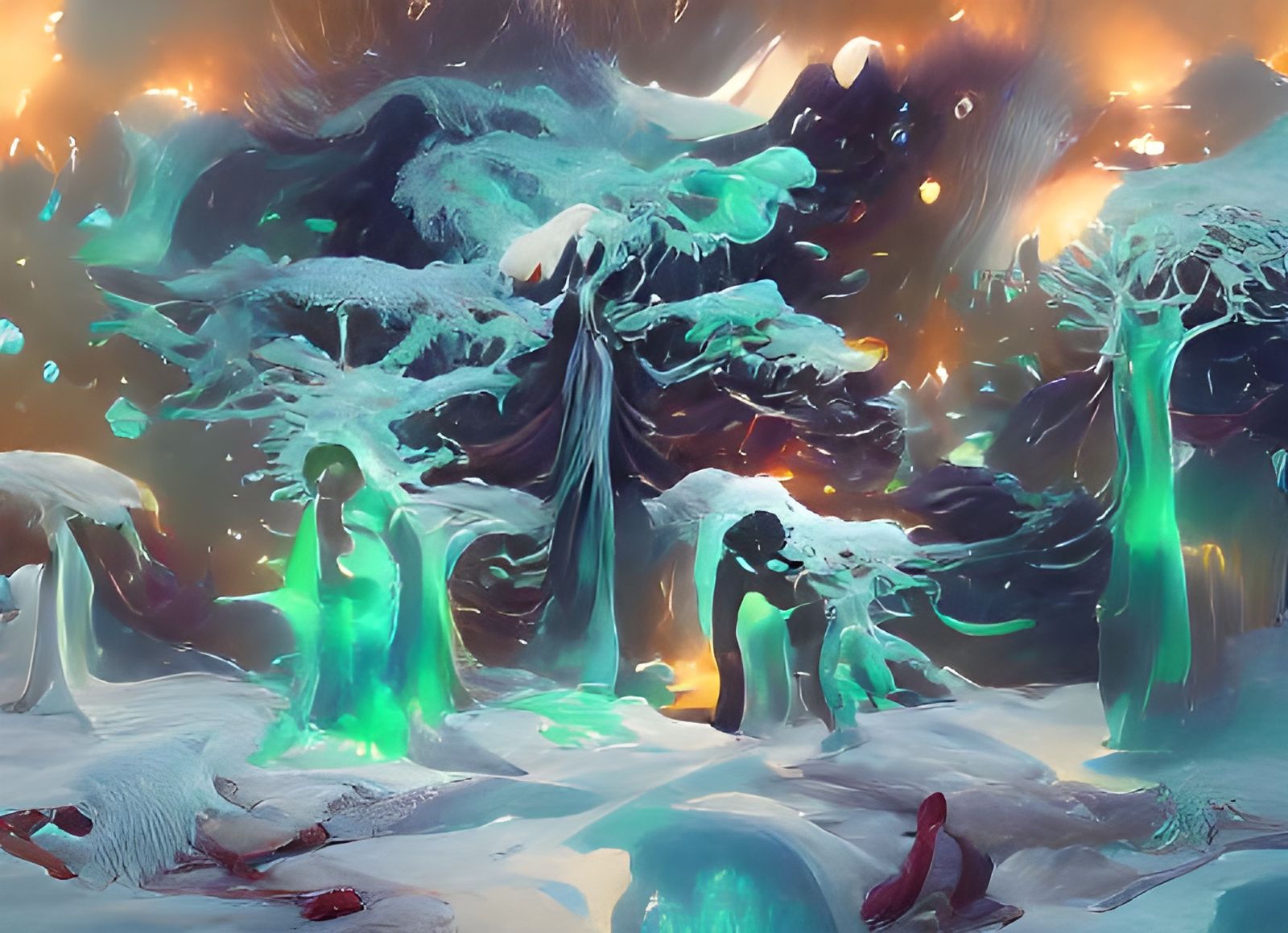 Ethereal Forest Portal with Woman, Digital Painting