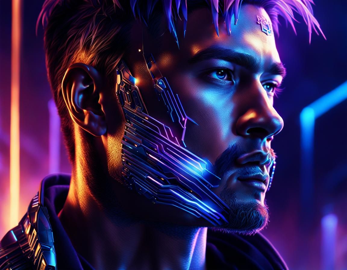 Glowing Technocore Scar in Epic Cinematic Digital Painting