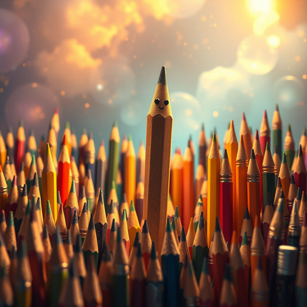 Sentient Pencils in Dreamlike Realm, Trending Artstation Con...