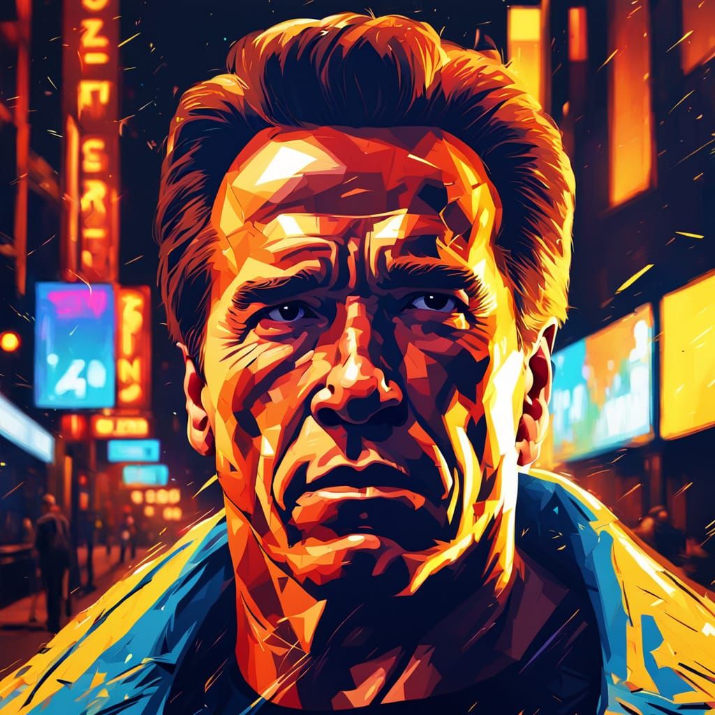 Arnold Schwarzenegger in Alley: Oil Painting Concept Art