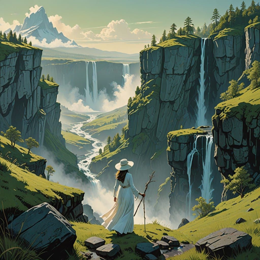 Serene Goddess of the Ethereal Canyon