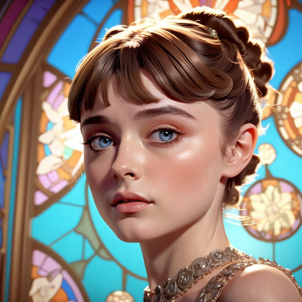Maisie Peters as Audrey Hepburn in Anime Style