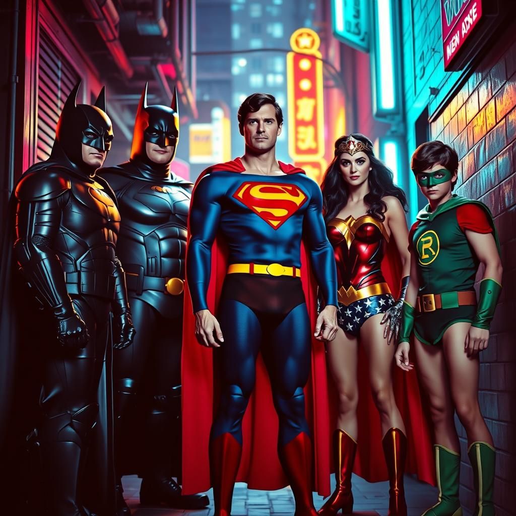 Superman and Friends in Synthwave 1980s New York