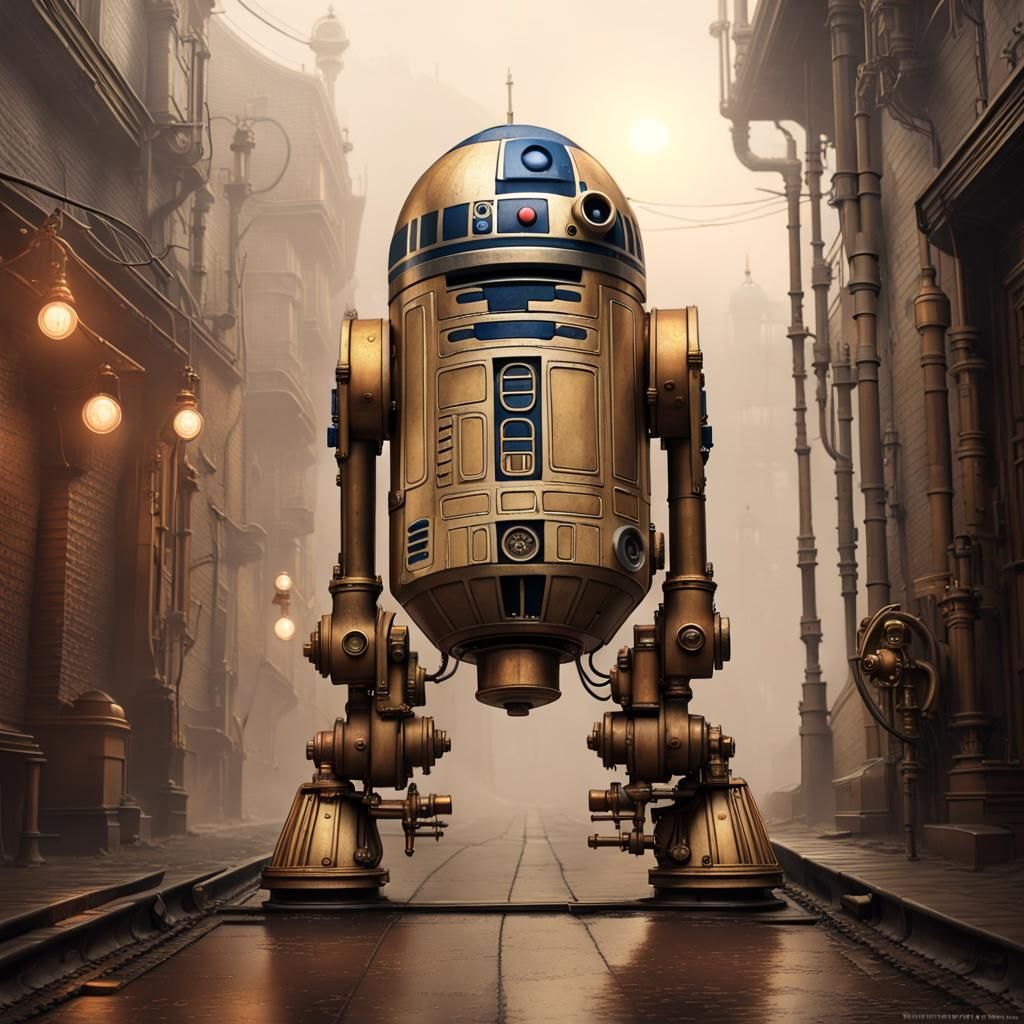 Steampunk R2 D2: A Victorian Alleyway Vision