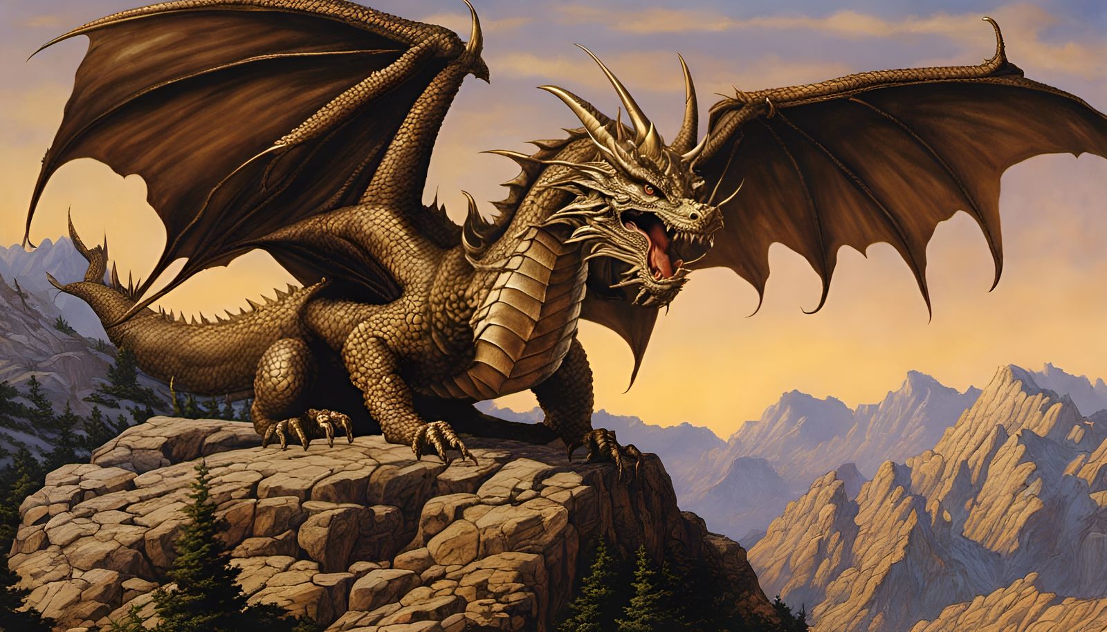 Bronze Dragon on Barren Mountain in 90s Style