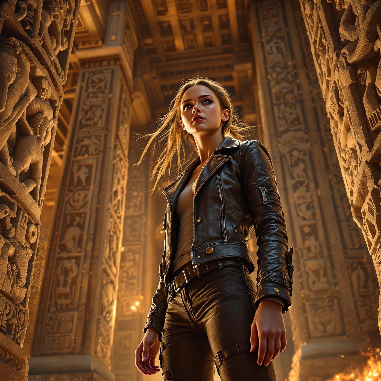 Greta Thunberg in Ancient Temple, Inspired by Fantasy Art