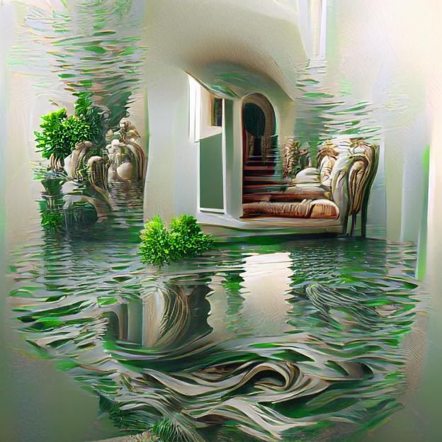 optical illusion, house flooded