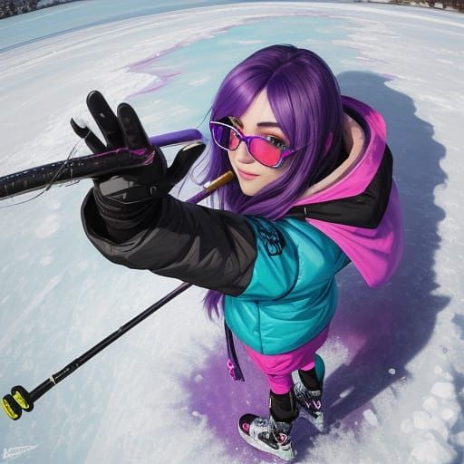 Vibrant Teen Girl in Winter Wonderland, Pixeled in 8K Photor...