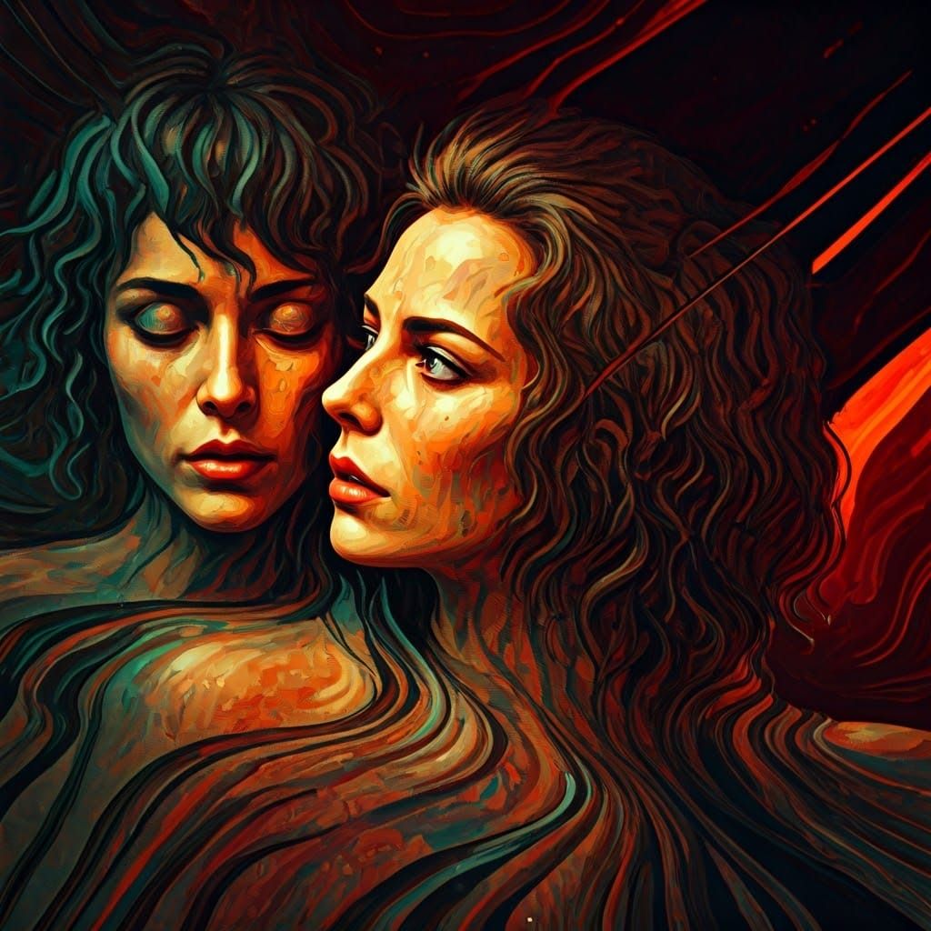 Distorted Figures in Glitch Art Style