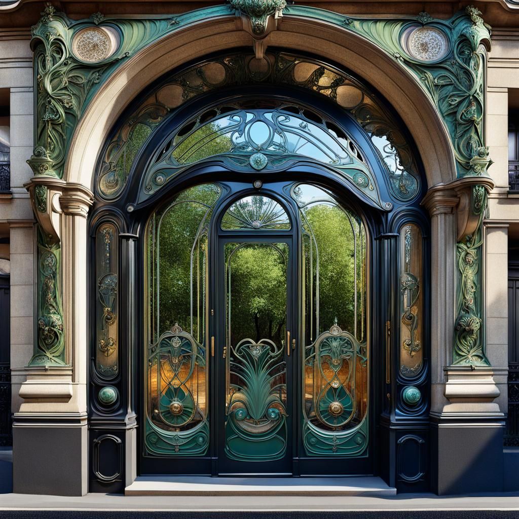 Paris Metro Entrance in Art Nouveau Style