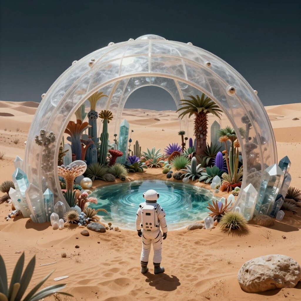 Astronaut Finds Alien Oasis Under Crystalline Dome