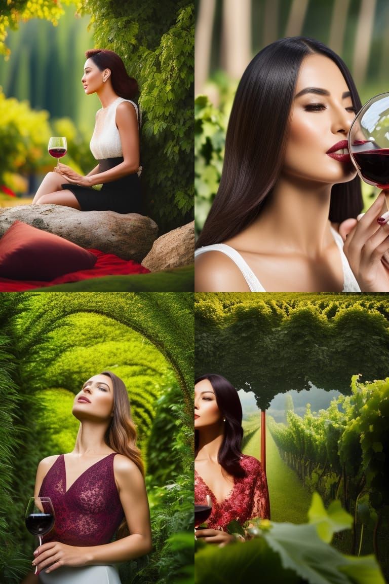 Elegant Woman in Garden with Warped Perspective