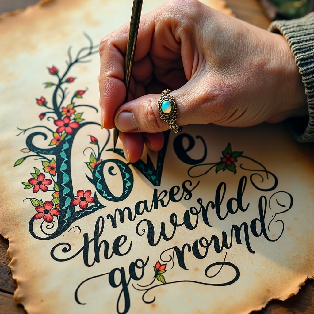 Love Makes the World Go Round: Ornate Calligraphy