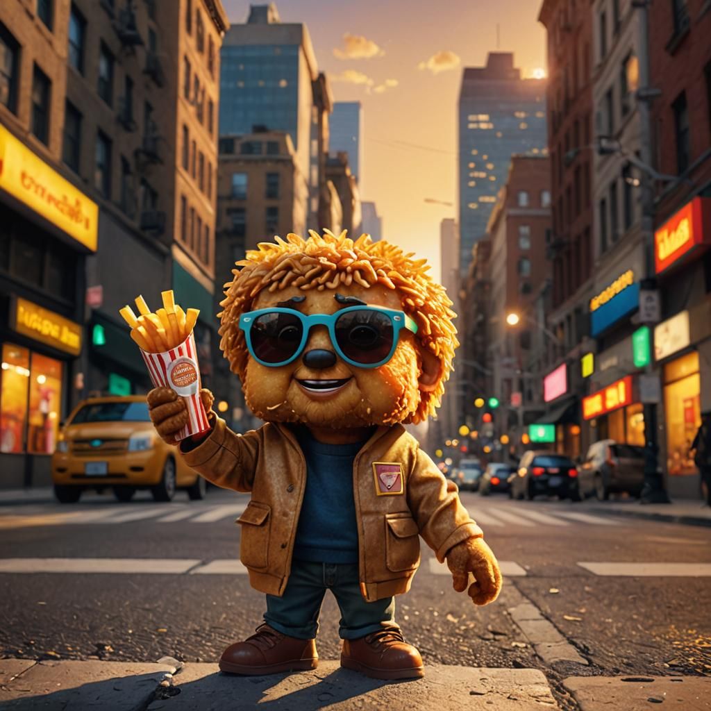 A literal tater-tot with sunglasses being a gangster and enj...