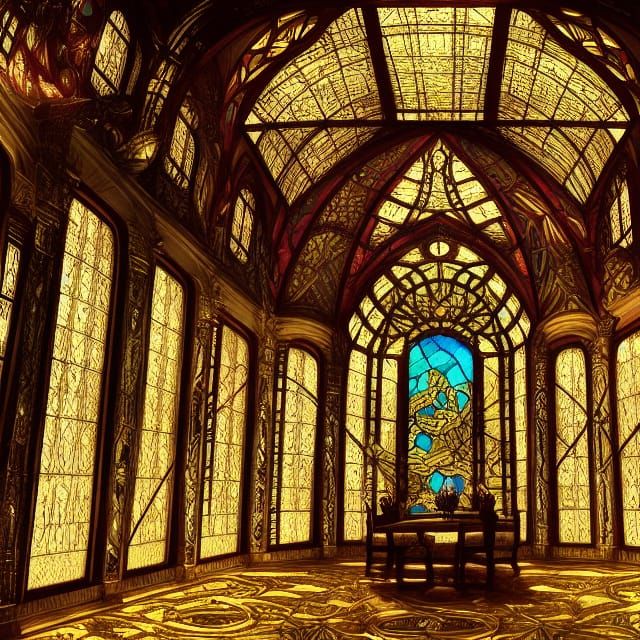 Stained Glass Window in Digital Matte Painting Style