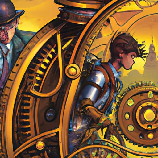 Steampunk Engine in Comic Book Style