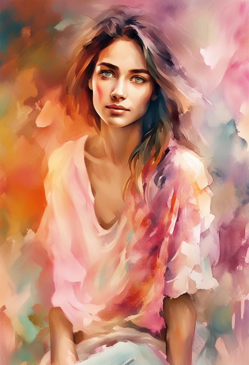 Expressive Portrait in Watercolor Style with Soft Lighting