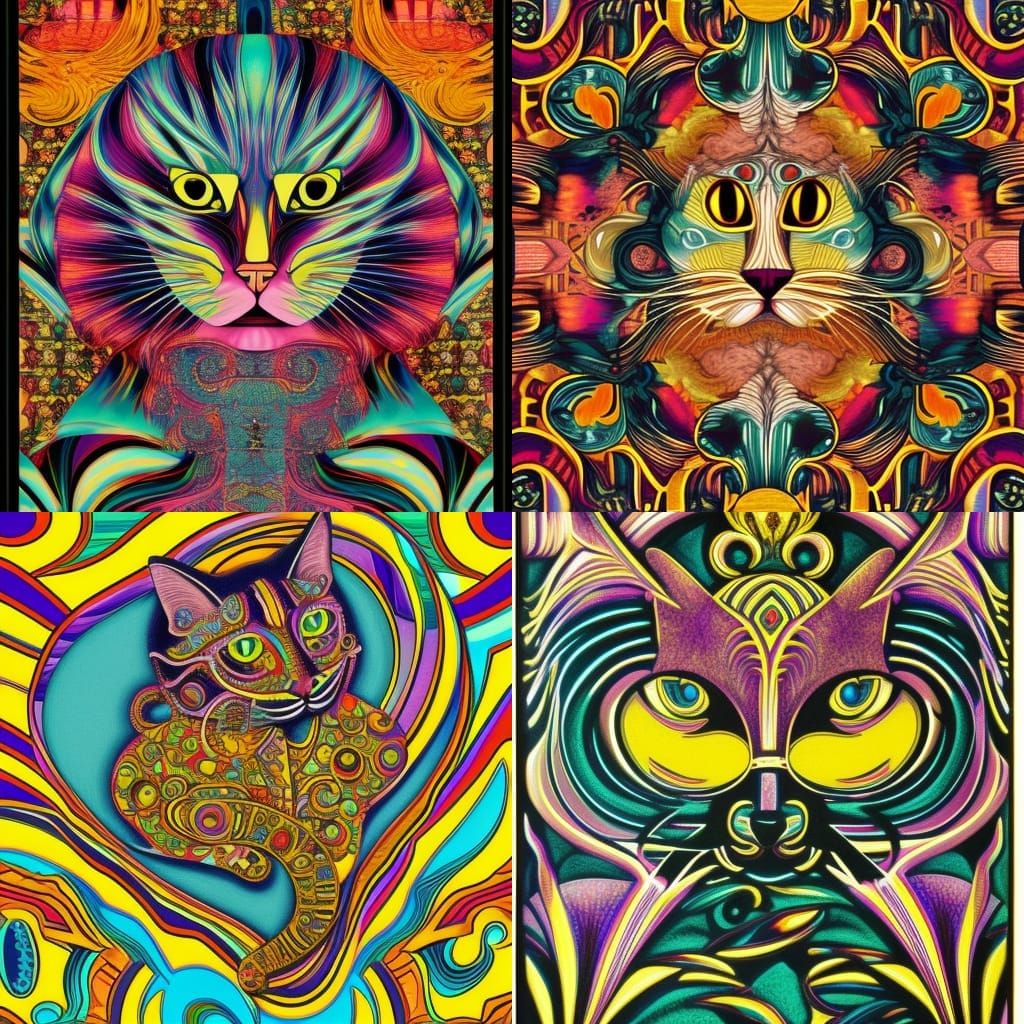 Psychedelic Art Deco Baroque Cat