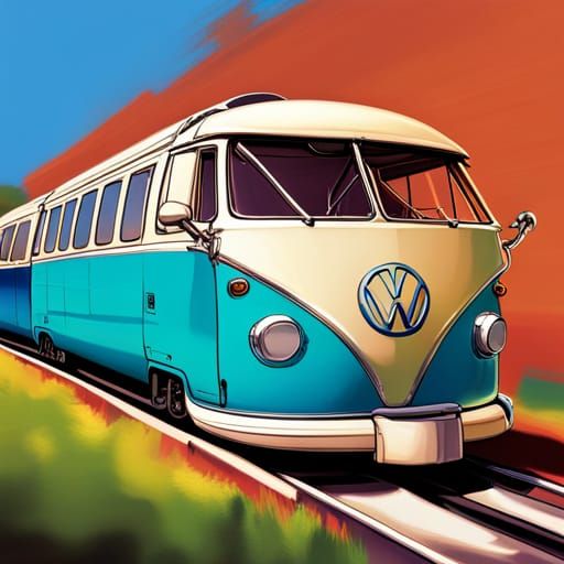 Family Monorail Train as VW Bus: Hyperrealistic Concept