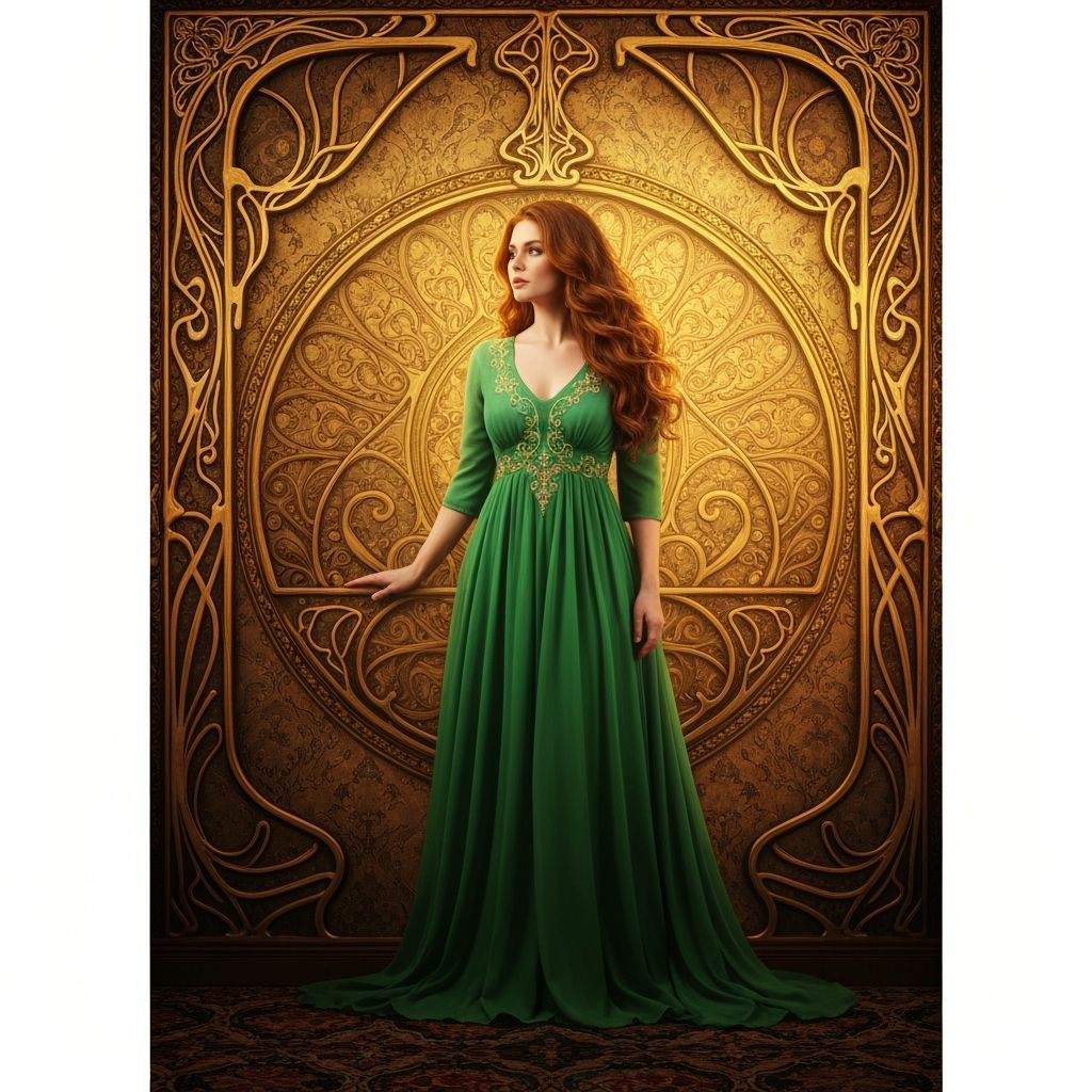 Elegant Woman Portrait in Art Nouveau Style