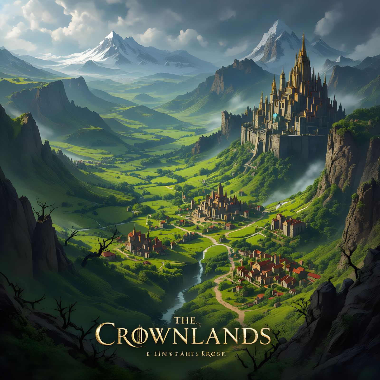 Dark Fantasy Bird's Eye View of Crownlands in Anon