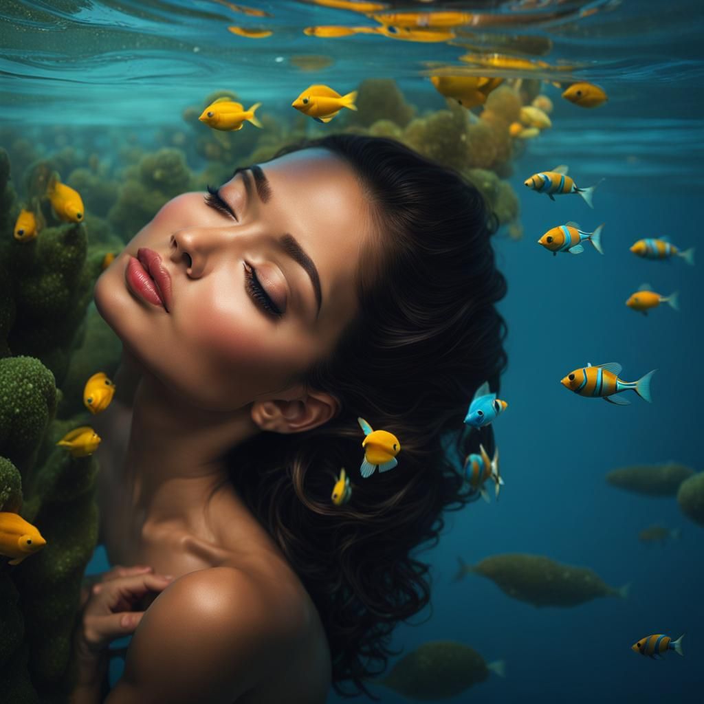 Woman in Ice Bath: Realistic Design