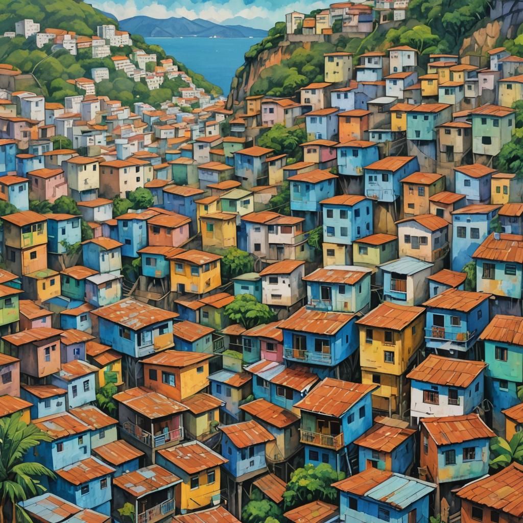 Rio Favelas: Gouache and Watercolor Impression