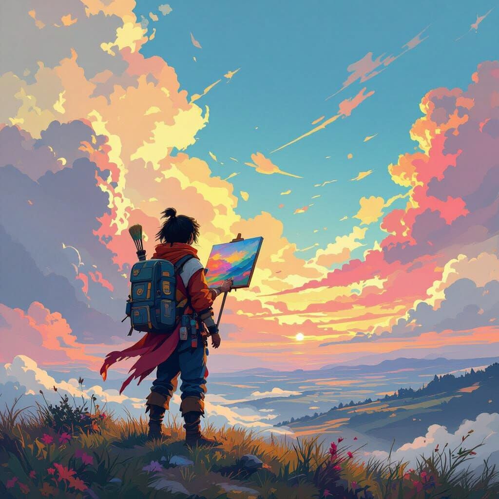 Adventurer Paints a Kaleidoscopic Landscape