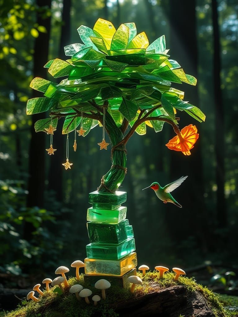 Glass Tree in Forest Sunlight