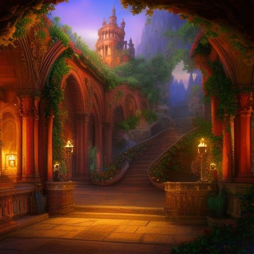 Ornate Mediterranean Grotto With French Noblemen