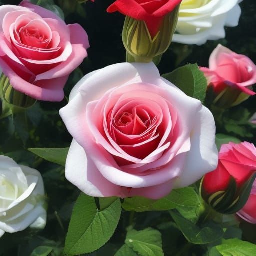 Dreamy Rose Garden in Hyperrealistic Style