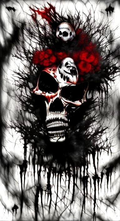 Eerie Three-Faced Headdress Halloween Mask Concept Art