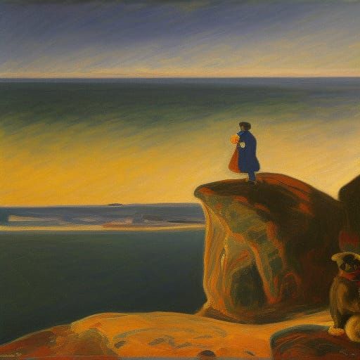 Coastal Rock Carving: Rocky Balboa Portrait, Oil Painting