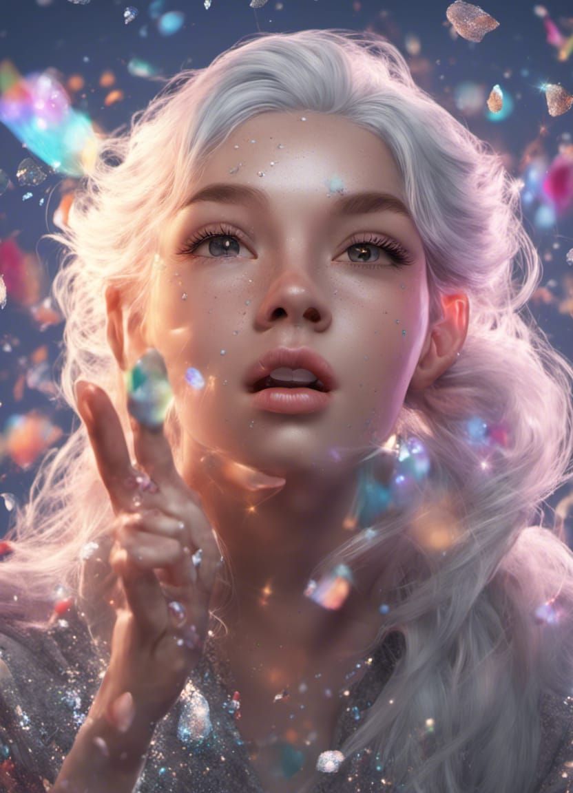 Silver Haired Girl Portrait