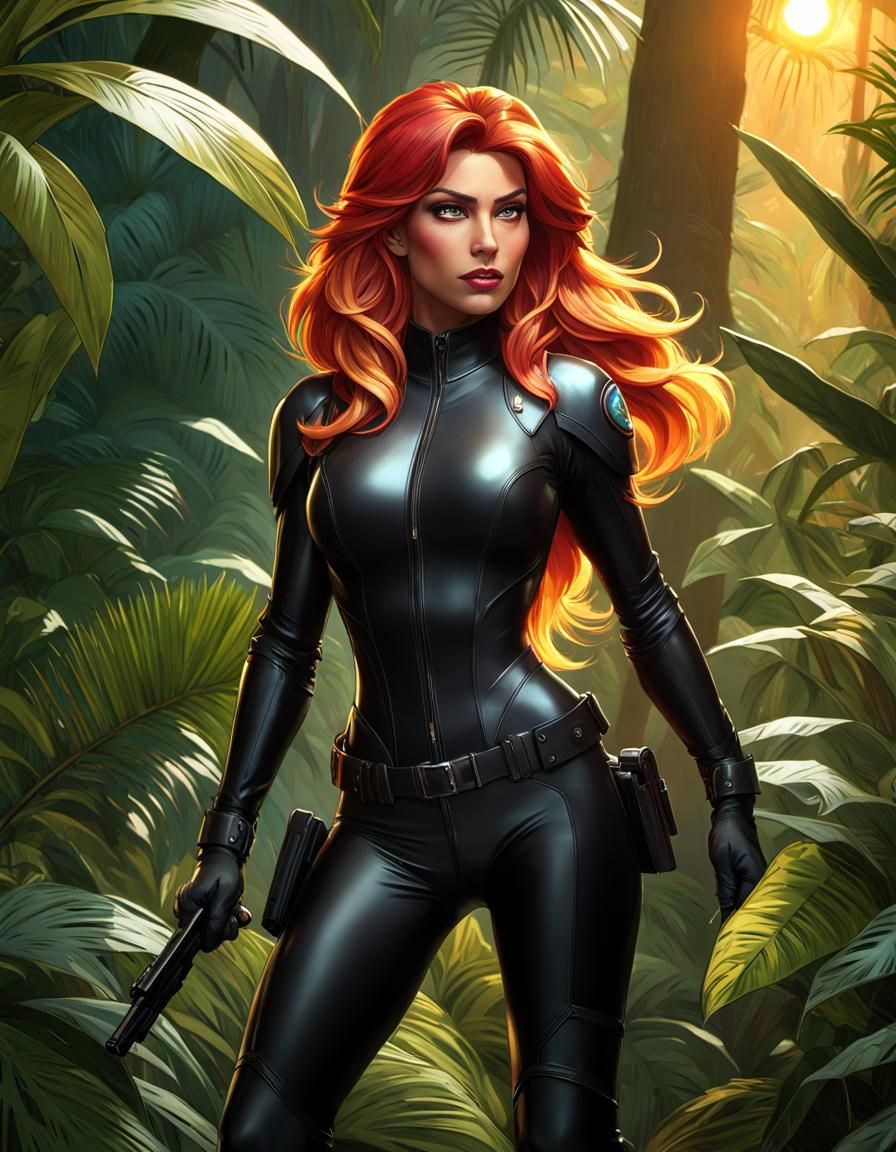 Spy Infiltrator in Jungle, 1990s Film Style