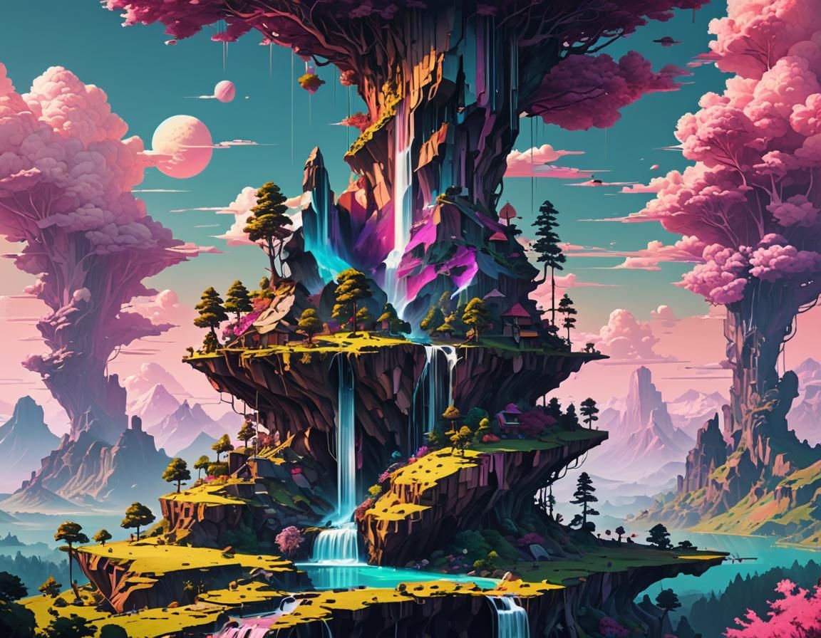 Detailed Glitch Art Scenic Balance