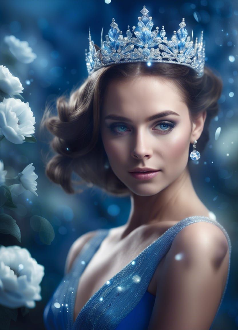 Elegant Beauty Queen in Sparkling Diamond Mist