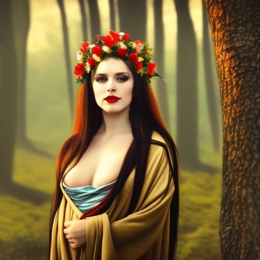 High Gothic Dryad Woman in Enchanted Forest
