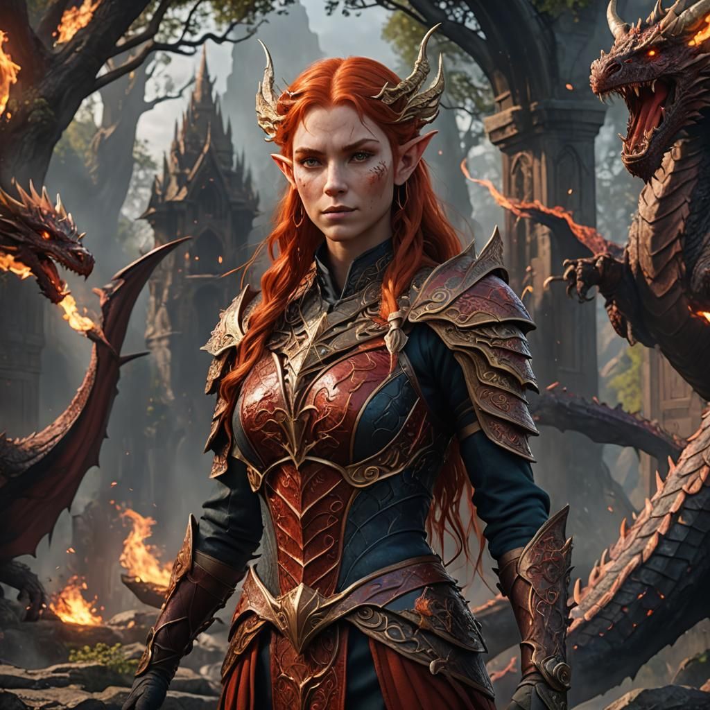 Elven Dragon God in Detailed Matte Painting Style