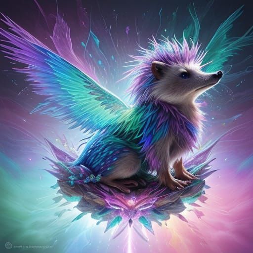 Surreal Rainbow Hedgehog Reveals Its Crystal Thorns in a Kal...