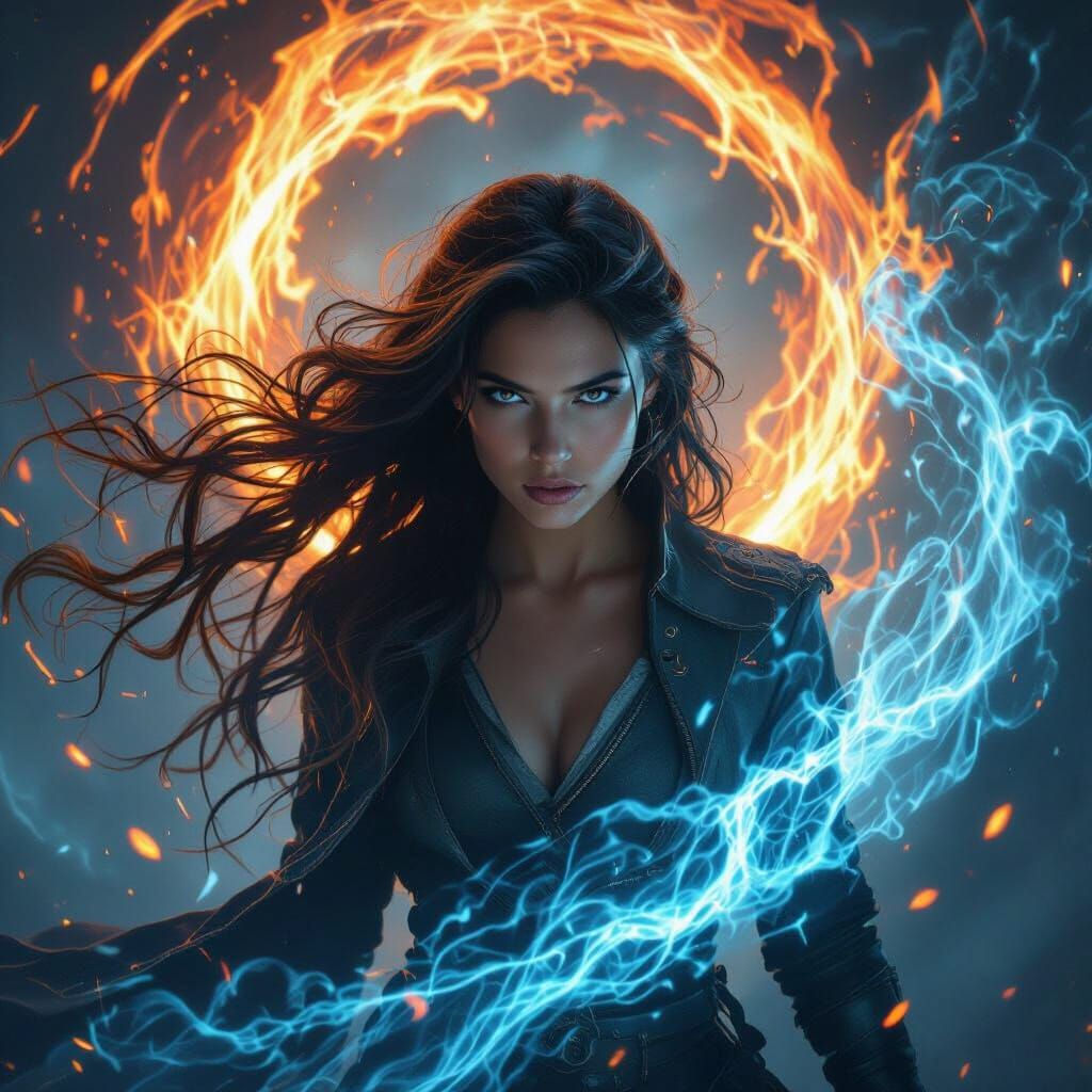 Powerful Woman Surrounded by Magical Energy