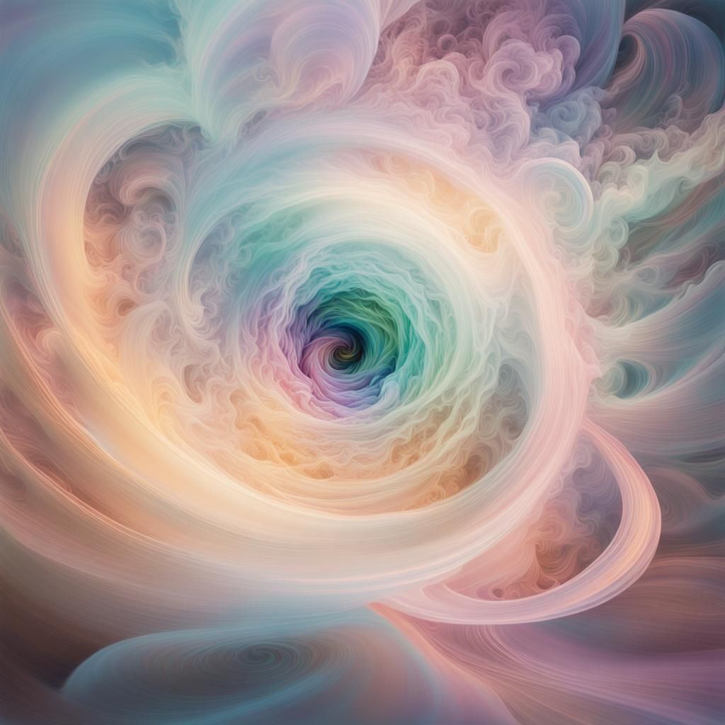 Swirling Pastel Vortex in Dreamscape, Digital Art