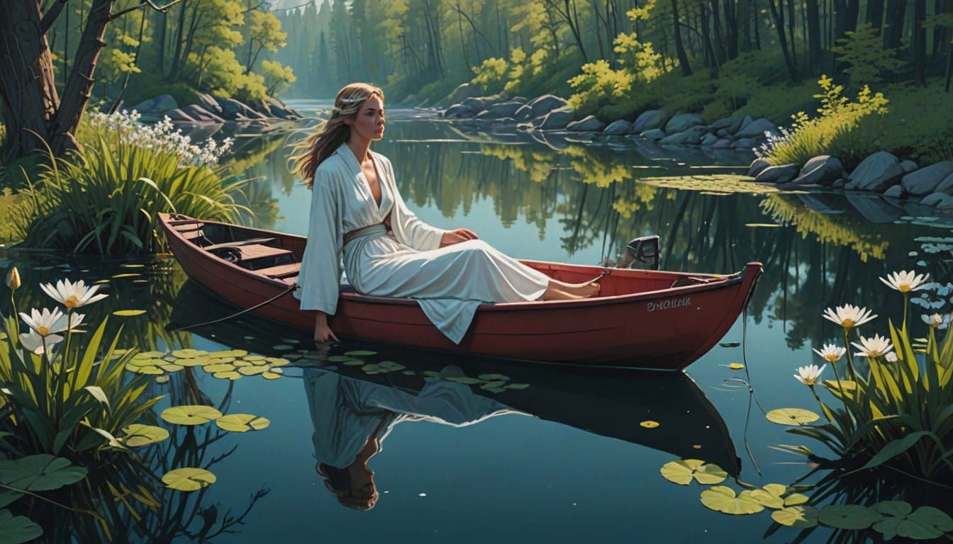 Ethereal European Water Goddess in a Dreamlike Garden