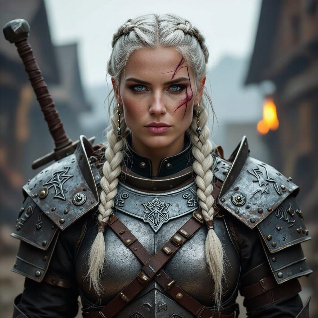 Powerful 7-Foot Woman Smith in Forged Armor