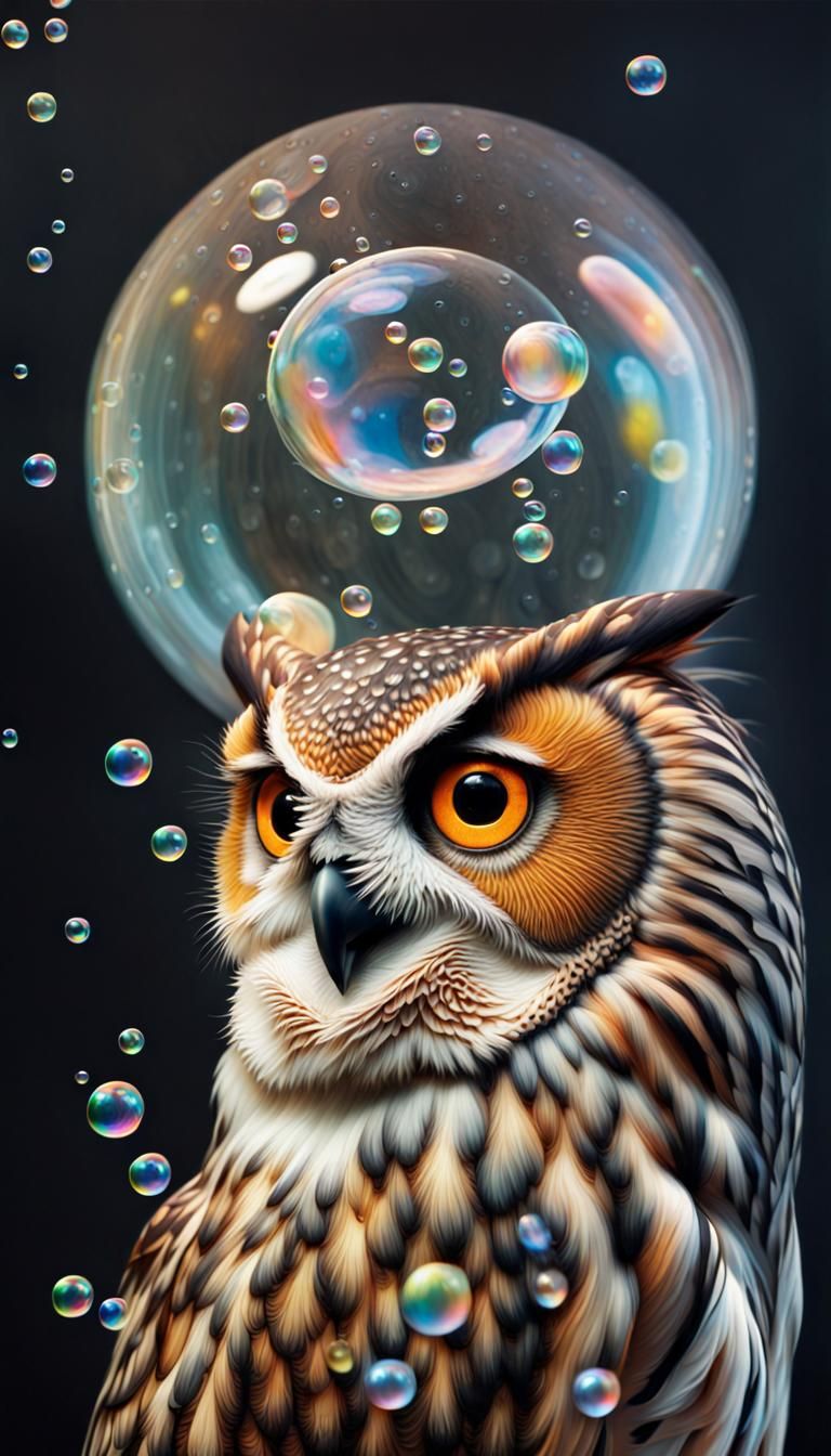 Owl and bubbles