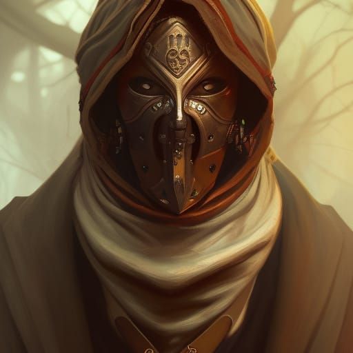 Masked Cultist Portrait in Fantasy Art Style