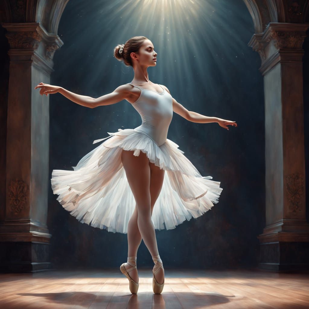 Ballerina's Elegant Fouetté: Hyper-Realistic Digital Art