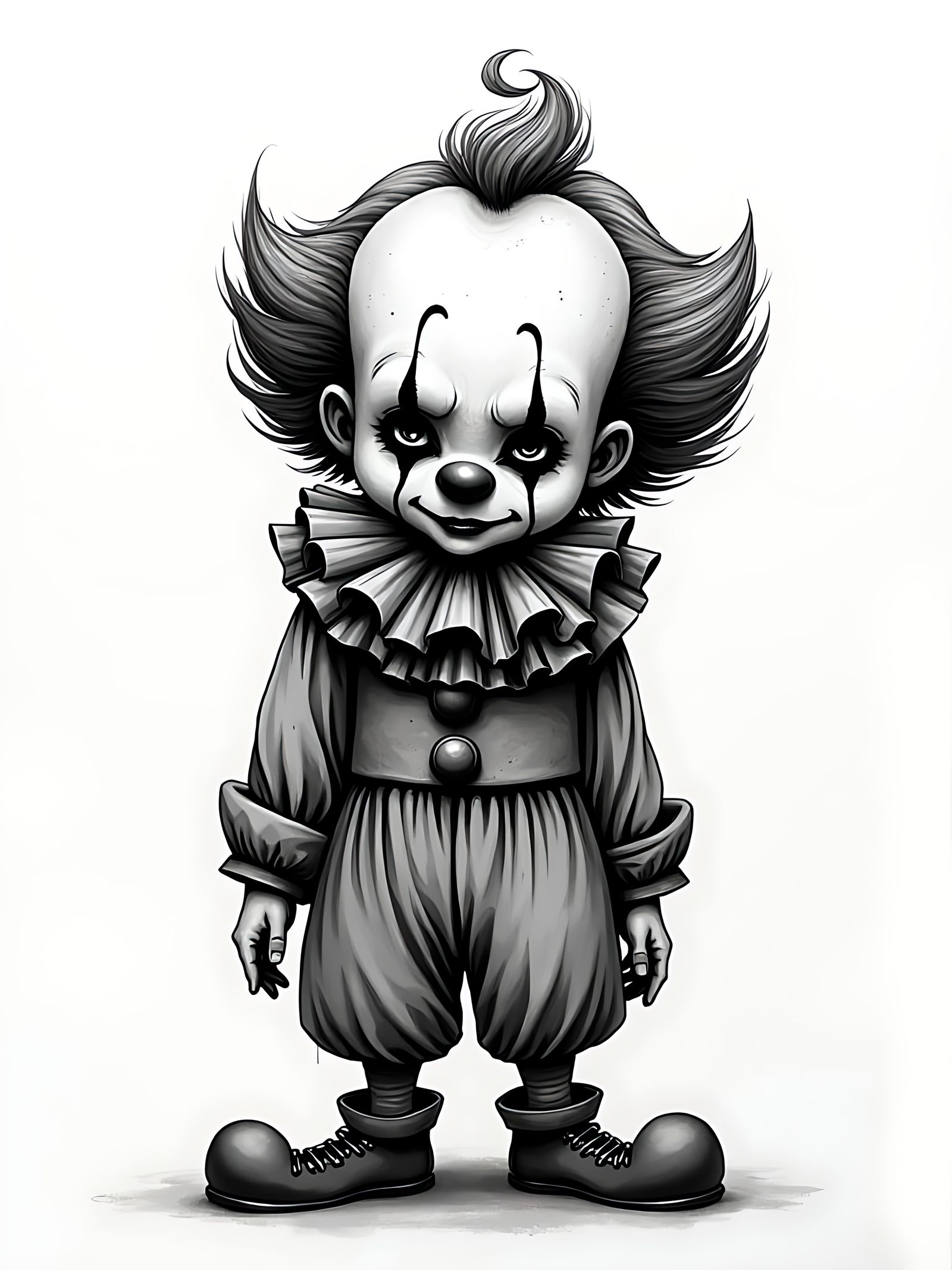Melancholic Clown Ink Sketch Digital Art