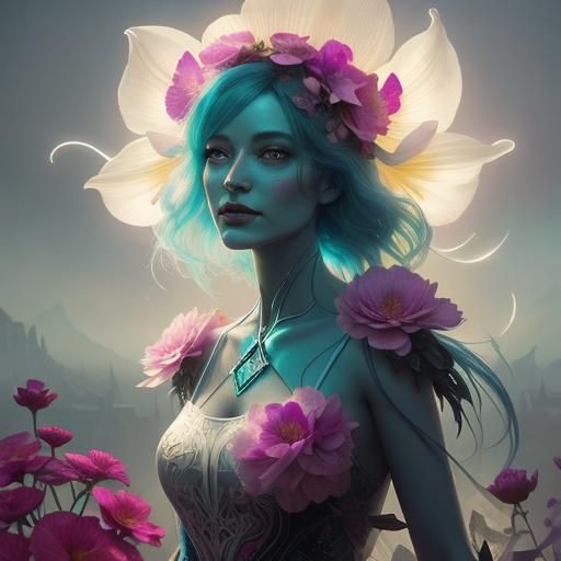 Bioluminescent Flower Spirit in Fantasy Art Style